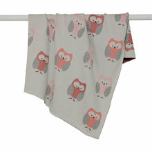 Load image into Gallery viewer, Owls Cotton Knit Stroller Blanket