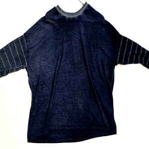 Lurex Stripe Sleeve Knit Shirt