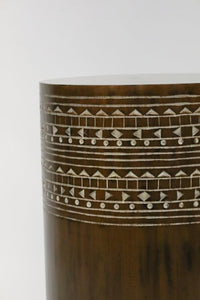 Wood Drum Side Table
