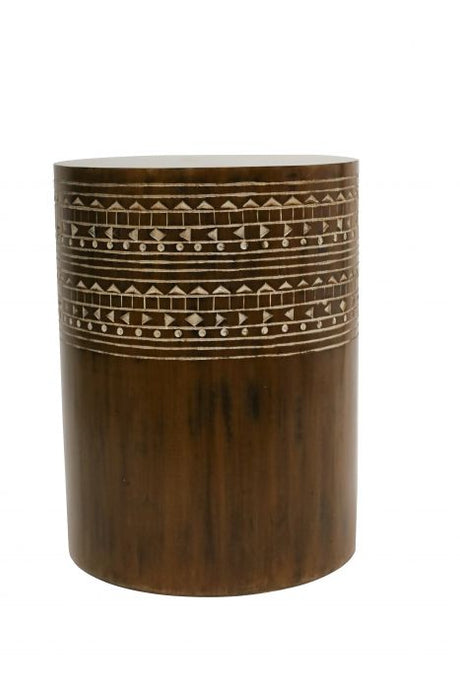 Wood Drum Side Table