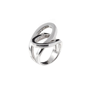 Intertwined ovals silver ring