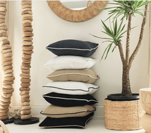 Load image into Gallery viewer, Piped Linen White Lounge Cushion