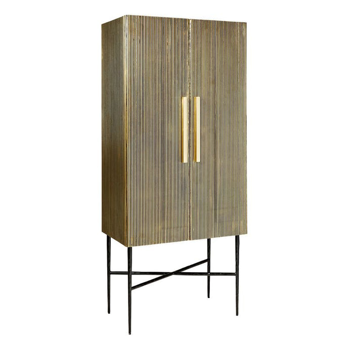 Oria Scalloped Brass Foil Cabinet