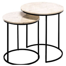 Load image into Gallery viewer, Set Of 2 Side Tables w White Marble Top