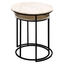 Load image into Gallery viewer, Set Of 2 Side Tables w White Marble Top