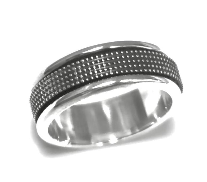 Sterling Silver Ring with oxidised tiny balls pattern