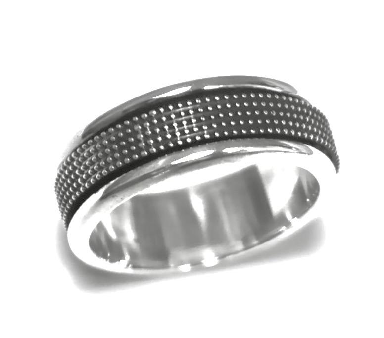 Sterling Silver Ring with oxidised tiny balls pattern