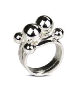 Sterling Silver Ring with fixed balls on top