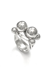 Load image into Gallery viewer, Sterling Silver Ring with fixed balls on top