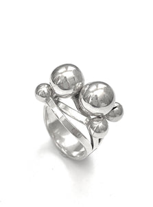 Sterling Silver Ring with fixed balls on top