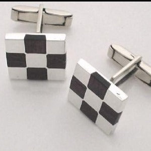 Rosewood & Sterling Silver Square Cufflinks
