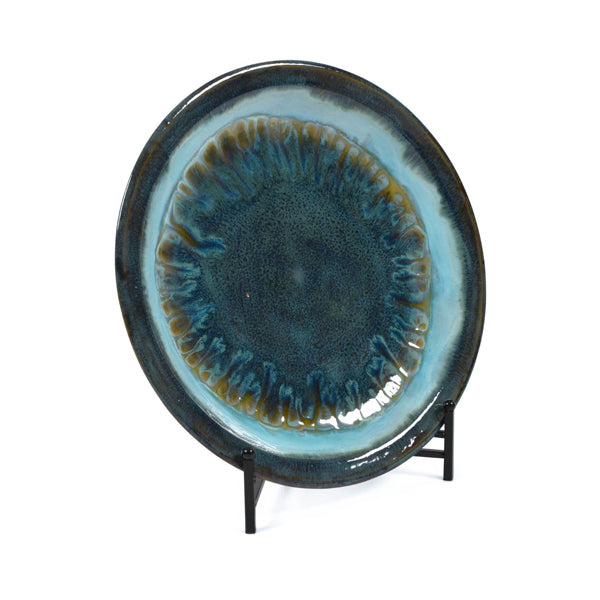 Santorini ceramic glaze plate